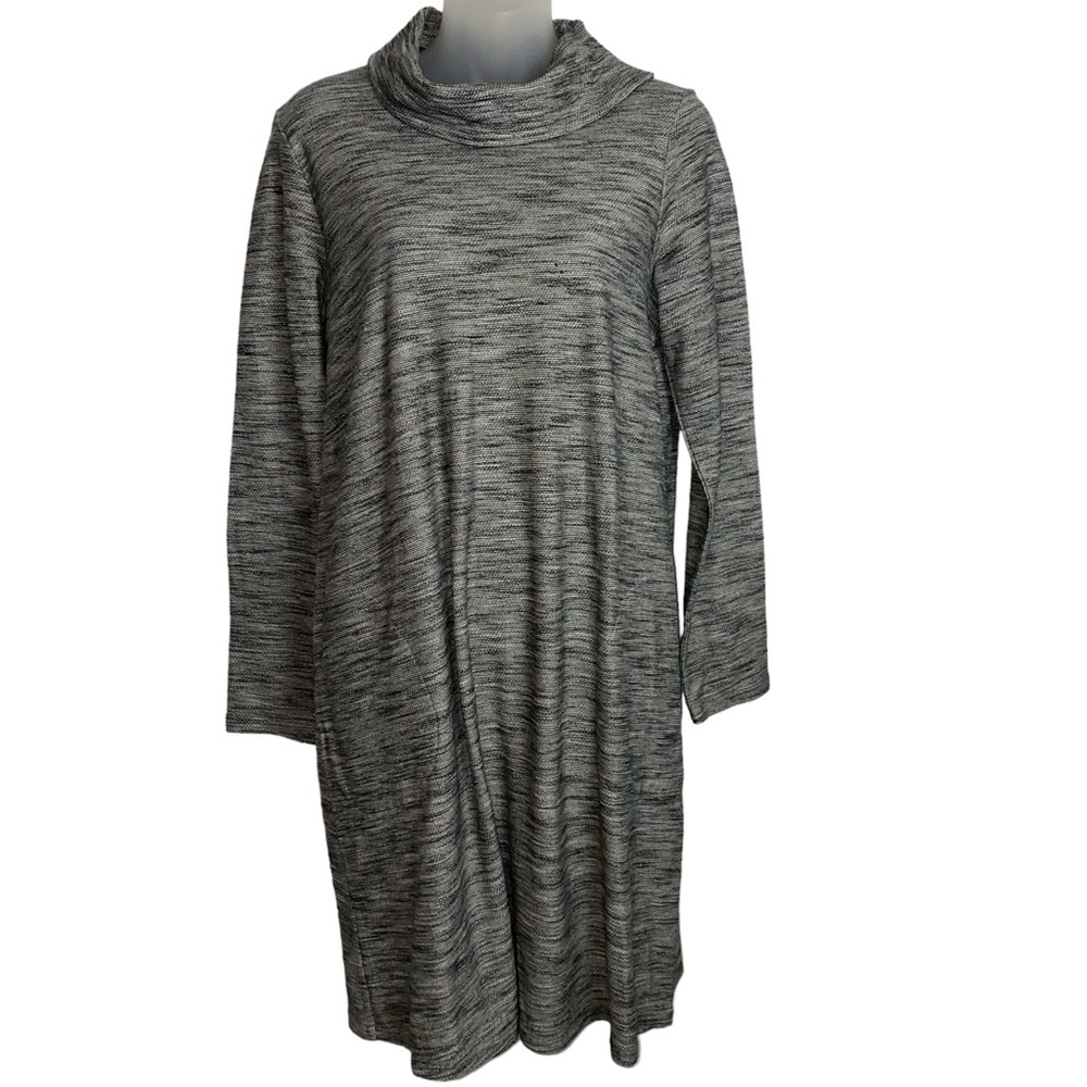 J Jill Pure Jill grey cowl neck A line long sleeve midi dress